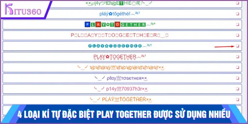 4 loại kí tự đặc biệt Play Together được sử dụng nhiều