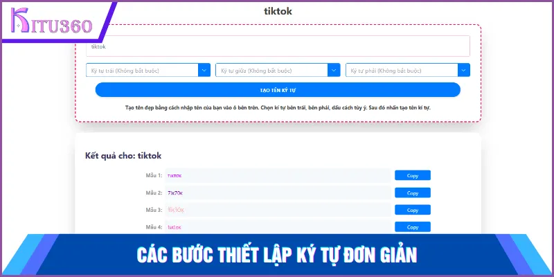 Các bước thiết lập ký tự đơn giản