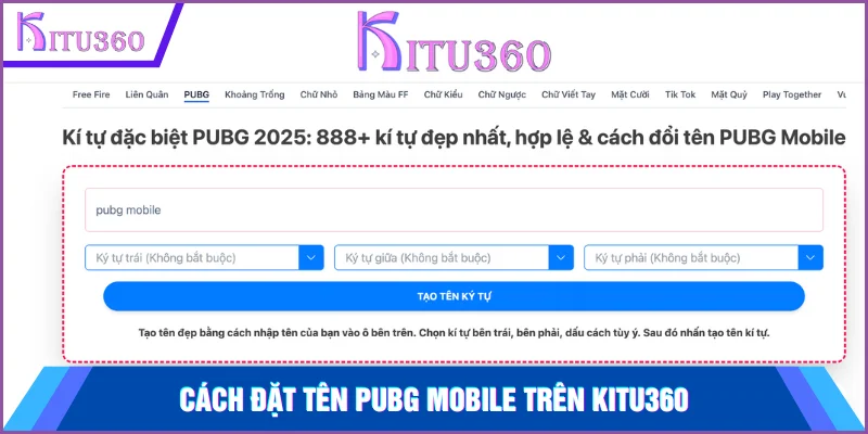 Hướng dẫn thao tác tạo tên trên Kitu360