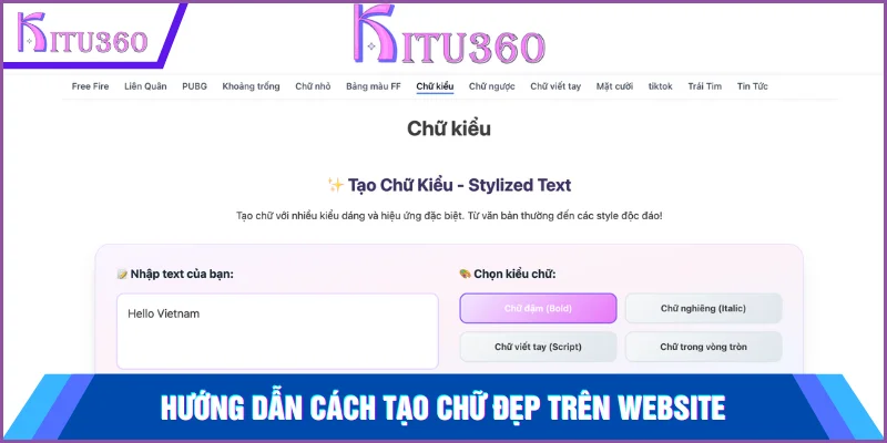 Thao tác tạo chữ đẹp trên website dễ dàng