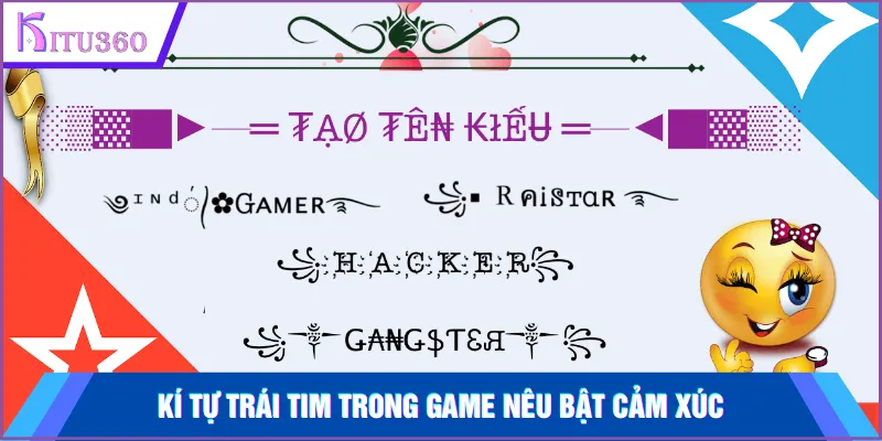 Kí tự trái tim trong game nêu bật cảm xúc
