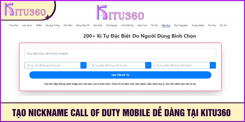 Thao tác tạo nickname cực kỳ đơn giản tại Kitu360