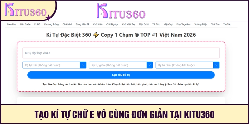 Tạo kí tự chữ e độc đáo cực đơn giản tại Kitu360